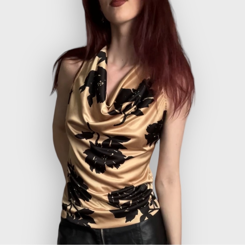 Michael Kors Satin Cowl-Neck Tank - Size S